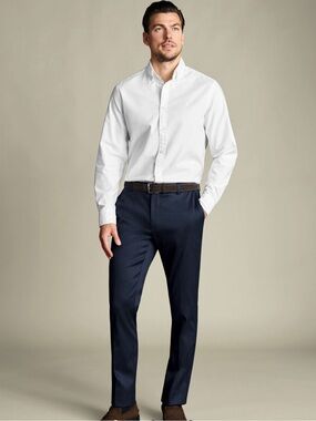 Hugo Boss Navy Dress Pants 32x30 Slim Tailored Flat Front Wool Blend Mens